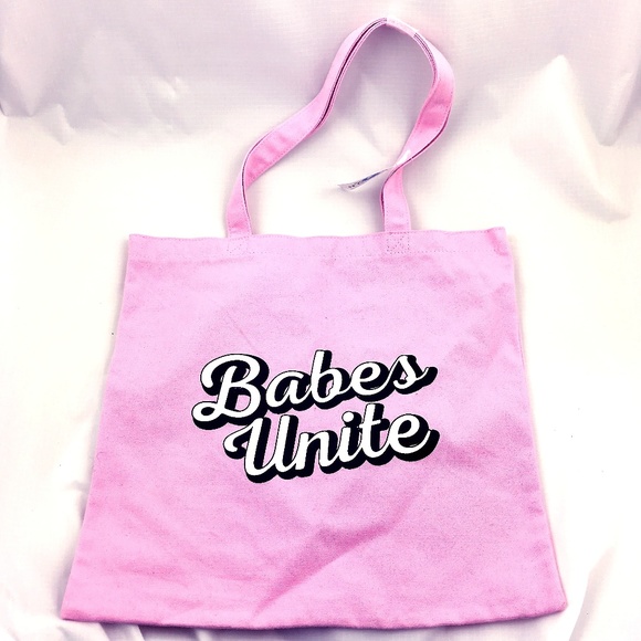 PacSun Handbags - Canvas Tote Bag Babes Unite pastel pink shopping